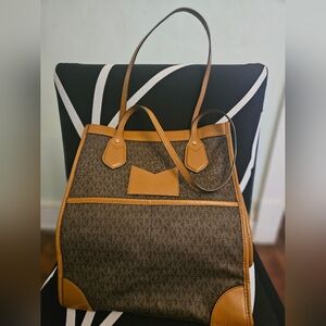 Brown and Tan Michael Kors Tote Bag